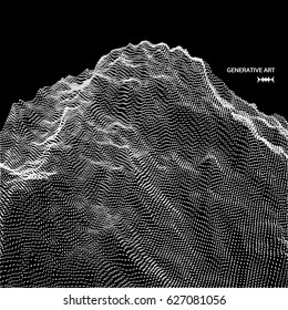 Abstract Vector Landscape Background. Cyberspace Grid. 3d Technology Vector Illustration.