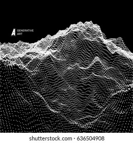 Abstract Vector Landscape Background. Cyberspace Grid. 3d Technology Vector Illustration.
