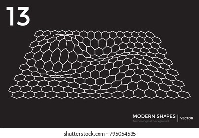 Abstract vector landscape background. Cyberspace landscape. 3d technology illustration. Big data perspective grid. Federation Monadic Hierarchical Hybrid Topology. Architecture services users
