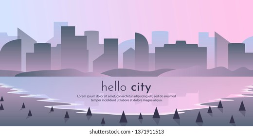 Abstract vector landscape. City in a flat futuristic style