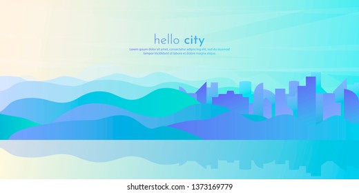 Abstract vector landscape. City in a flat futuristic style