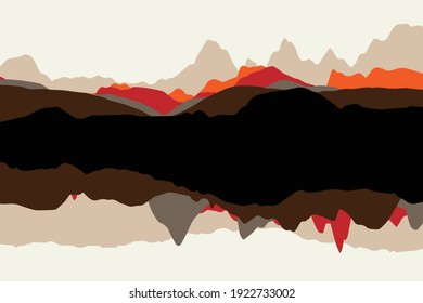 abstract vector landscape, colorful layered hills