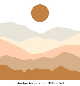 Abstract vector landscape. Contemporary illustration in pastel colors. Flat abstract design.