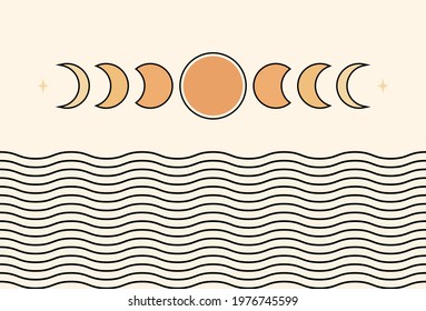 Abstract vector landscape. Contemporary illustration in pastel colors. Aesthetic poster.