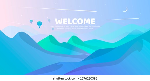 Abstract vector landscape in a flat style. Futuristic colors. Minimalist background