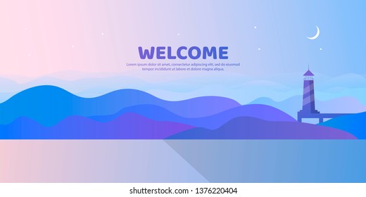 Abstract vector landscape in a flat style. Futuristic colors. Minimalist background