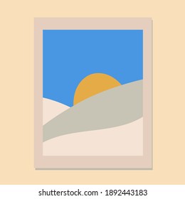 abstract vector landscape in the form of a picture hanging on the wall, vector painting, vector landscape