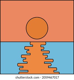 Abstract vector landscape illustration.  Use for banners, cards, posters, prints.