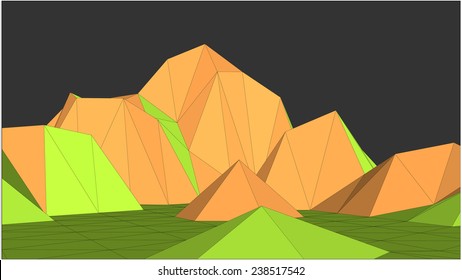 Abstract vector landscape  in low-polygonal style