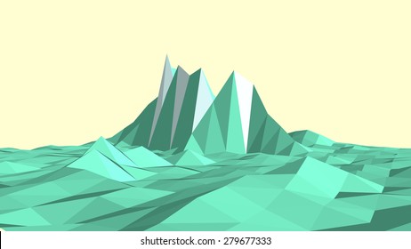 Abstract vector landscape in low-polygonal style