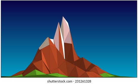 Abstract vector landscape with mountain against blue sky