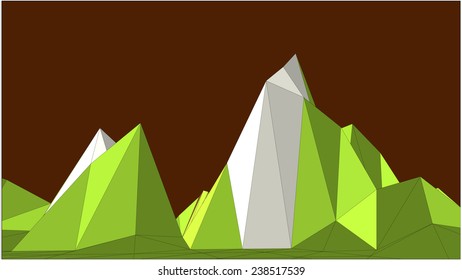 Abstract vector landscape with mountain against brown background