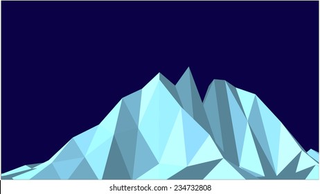 Abstract vector landscape with mountain in low-polygonal style against  background