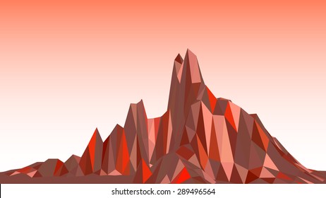 Abstract vector landscape with mountain in low-polygonal style