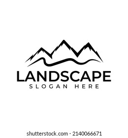Abstract vector landscape nature or outdoor mountain view silhouette