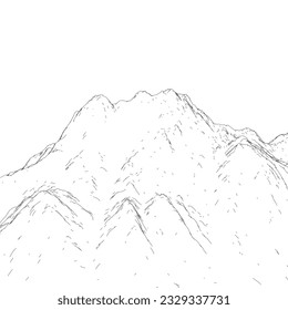 Abstract vector landscape nature or outdoor mountain view outline. Geographic mountain contours vector background.