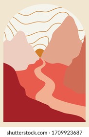 Paisaje vector abstracto. Ilustración abstracta de moda con formas minimalistas.