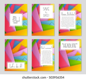 Abstract vector layout background set. For art template design, list, page, mockup brochure theme style, banner, idea, cover, booklet, print, flyer, book, blank, card, ad, sign, sheet, flyer, a4.