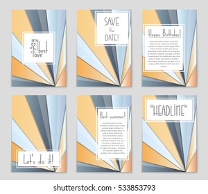 Abstract vector layout background set. For art template design, list, page, mockup brochure theme style, banner, idea, cover, booklet, print, book, blank, card, ad, sign, sheet, flyer, a4.