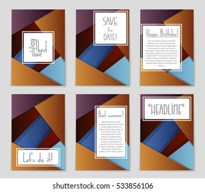 Abstract vector layout background set. For art template design, list, page, mockup brochure theme style, banner, idea, cover, booklet, print, flyer, book, blank, card, ad, sign, sheet, a4.