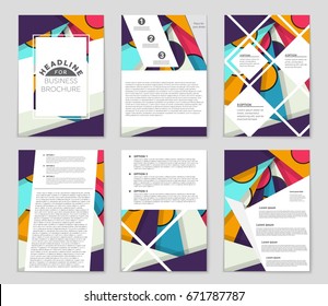 Abstract vector layout background set. For art template design, list, front page, mockup brochure theme style, banner, idea, cover, booklet, print, flyer, book, blank, card, ad, sign, sheet,, a4.