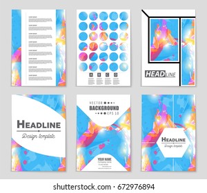 Abstract vector layout background set. For art template design, list, front page, mockup brochure theme style, banner, idea, cover, booklet, print, flyer, book, blank, card, ad, sign, sheet,, a4.