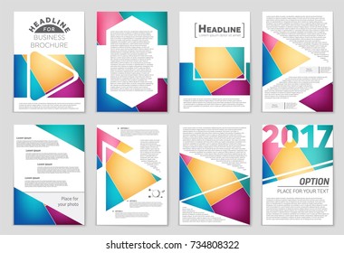 Abstract vector layout background set. For art template design, list, front page, mockup brochure theme style, banner, idea, cover, booklet, print, flyer, book, blank, card, ad, sign, sheet, a4