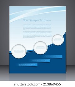 Abstract vector layout flyer, magazine cover, or corporate design template advertisment, blue color.