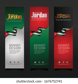 Abstract vector layout vertical banner Jordan independence day set. For art template design, tag, card. banner, backdrop and other user events