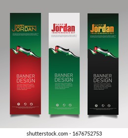 Abstract vector layout vertical banner Jordan independence day set. For art template design, tag, card. banner, backdrop and other user events