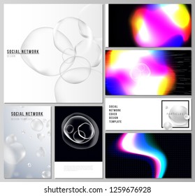 Abstract vector layouts of modern social network mockups in popular formats. SPA and healthcare design, sci-fi technology background. Futuristic or medical consept backgrounds to choose from.