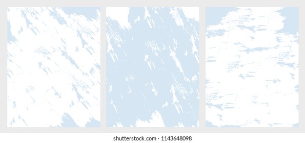 Abstract Vector Layouts Set. Cool Grunge Blue Design on a White Background. Pattern Looks Like Peeling Paint. 