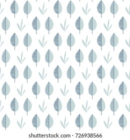 Abstract vector leaf pattern. Scandinavian seamless background