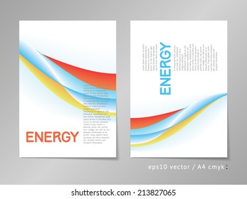 Abstract vector leaflet / brochure / cover layout template with three-colored powerful gradient blend ornament illustration. A4, eps10, cmyk. 