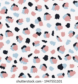 Abstract vector leo seamless repeat pattern on white background. Stains looking like animal skin all over print.