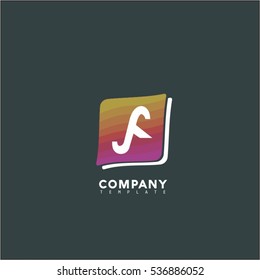 Abstract Vector Letter F Design Template. Creative Concept Icon. Colorful Square Logo.
