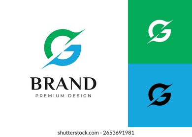Abstrato Letra vetorial G Design de logotipo com um corte diagonal dinâmico para a identidade da marca, identidade comercial, embalagem de produto premium e símbolo de marketing criativo.