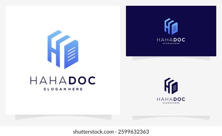 Abstract vector letter H with document icons symbols. Creative combined monogram initial and archives logo design ideas.	
