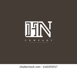 Abstract Vector Letter HN Linked Modern Monogram Logo