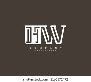 Abstract Vector Letter HW Linked Modern Monogram Logo