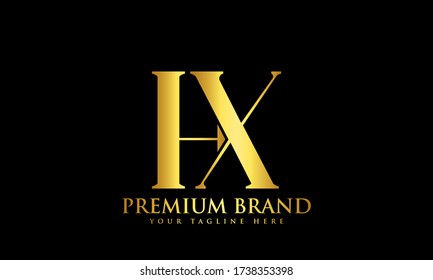 Abstract Vector Letter HX XH OR H X Linked Modern Monogram Logo
