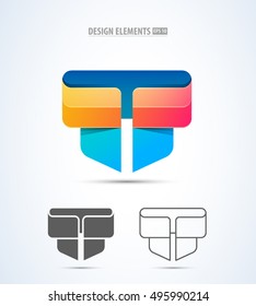 Abstract vector letter T company logo sign design template. Application icon design set. Logo elements
