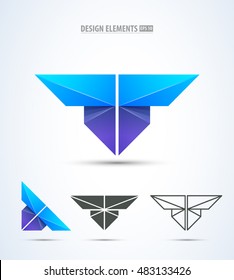 Abstract vector letter T design logo elements for corporate identity. Jewelry, airport, fashion salon, business company elements.  Logo elements set.