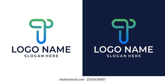 Abstract Vector Letter T Line Monogram Logotype circle, Circle shape, infinite spiral logo symbol, Technology and digital connection.