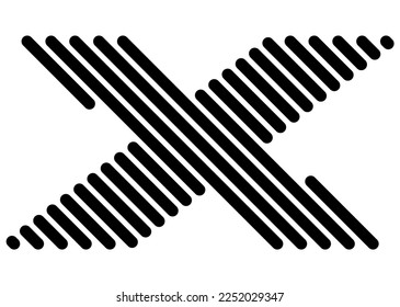 Abstract vector letter X from black lines on a white background. Universal logo. Modern design element for sports cars, interior, advertising, printing, web. Trendy black and white vector background.
