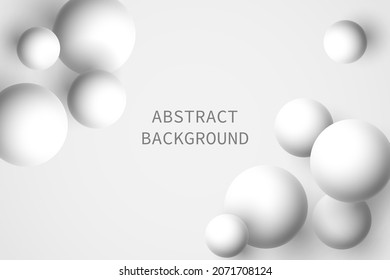 Abstract vector light gray background with 3D balls. Minimalist template