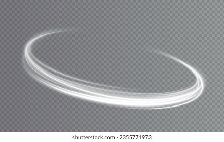  Abstract vector light lines swirling in a spiral. Light simulation of line movement. Light trail from the ring. Illuminated podium for promotional products.