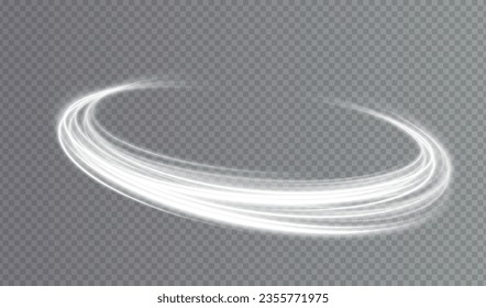  Abstract vector light lines swirling in a spiral. Light simulation of line movement. Light trail from the ring. Illuminated podium for promotional products.