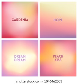 Abstract vector light pink blurred background set. 4 colors set.