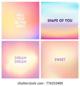 Abstract vector light pink blurred background set. 4 colors set.